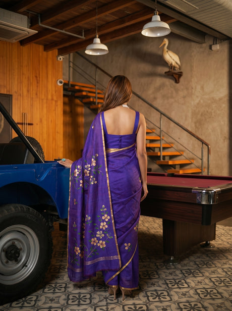 MIMOSA Violet Banarasi Art Silk Saree — pose 2 styling detail