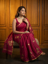 MIMOSA Wine Banarasi Art Silk Saree — pose 8 styling detail
