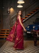 MIMOSA Wine Banarasi Art Silk Saree — pose 9 styling detail