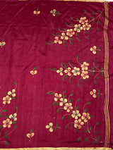 MIMOSA Wine Banarasi Art Silk Saree — pallu and zari work detail