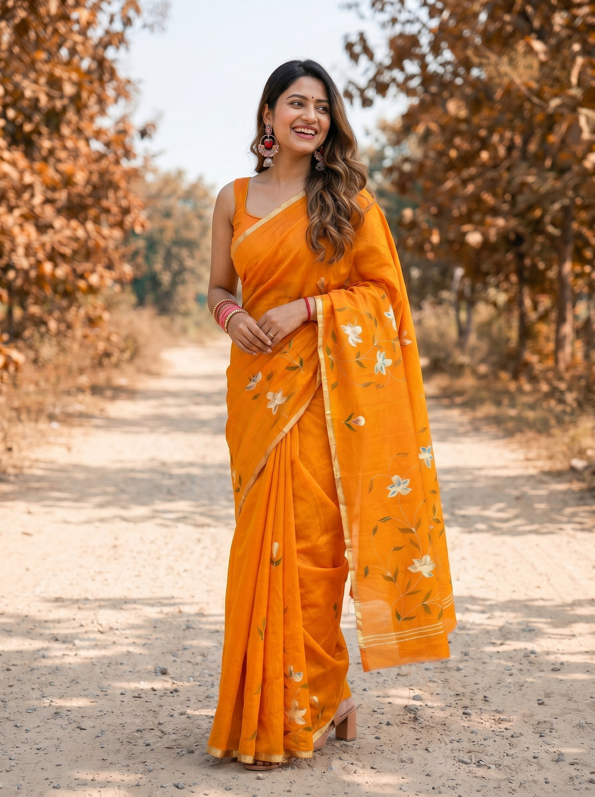 MIMOSA Gold Banarasi Art Silk Saree — pose 9 styling detail