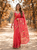 MIMOSA Gajari Banarasi Art Silk Saree — full view model pose