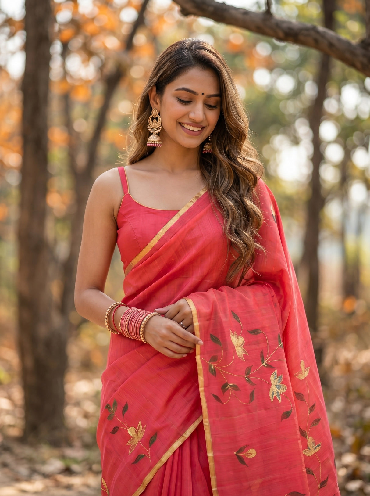 MIMOSA Gajari Banarasi Art Silk Saree — pose 10 styling detail
