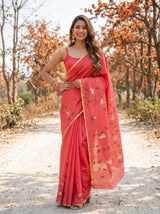 MIMOSA Gajari Banarasi Art Silk Saree — model lower section