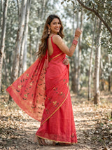 MIMOSA Gajari Banarasi Art Silk Saree — pallu and body detail