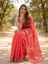 MIMOSA Gajari Banarasi Art Silk Saree — pose 8 styling detail