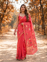 MIMOSA Gajari Banarasi Art Silk Saree — pose 9 styling detail