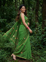 MIMOSA Green Banarasi Art Silk Saree — pose 9 styling detail