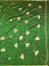 MIMOSA Green Banarasi Art Silk Saree — pallu and zari work detail