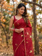 MIMOSA Maroon Banarasi Art Silk Saree — pose 10 styling detail