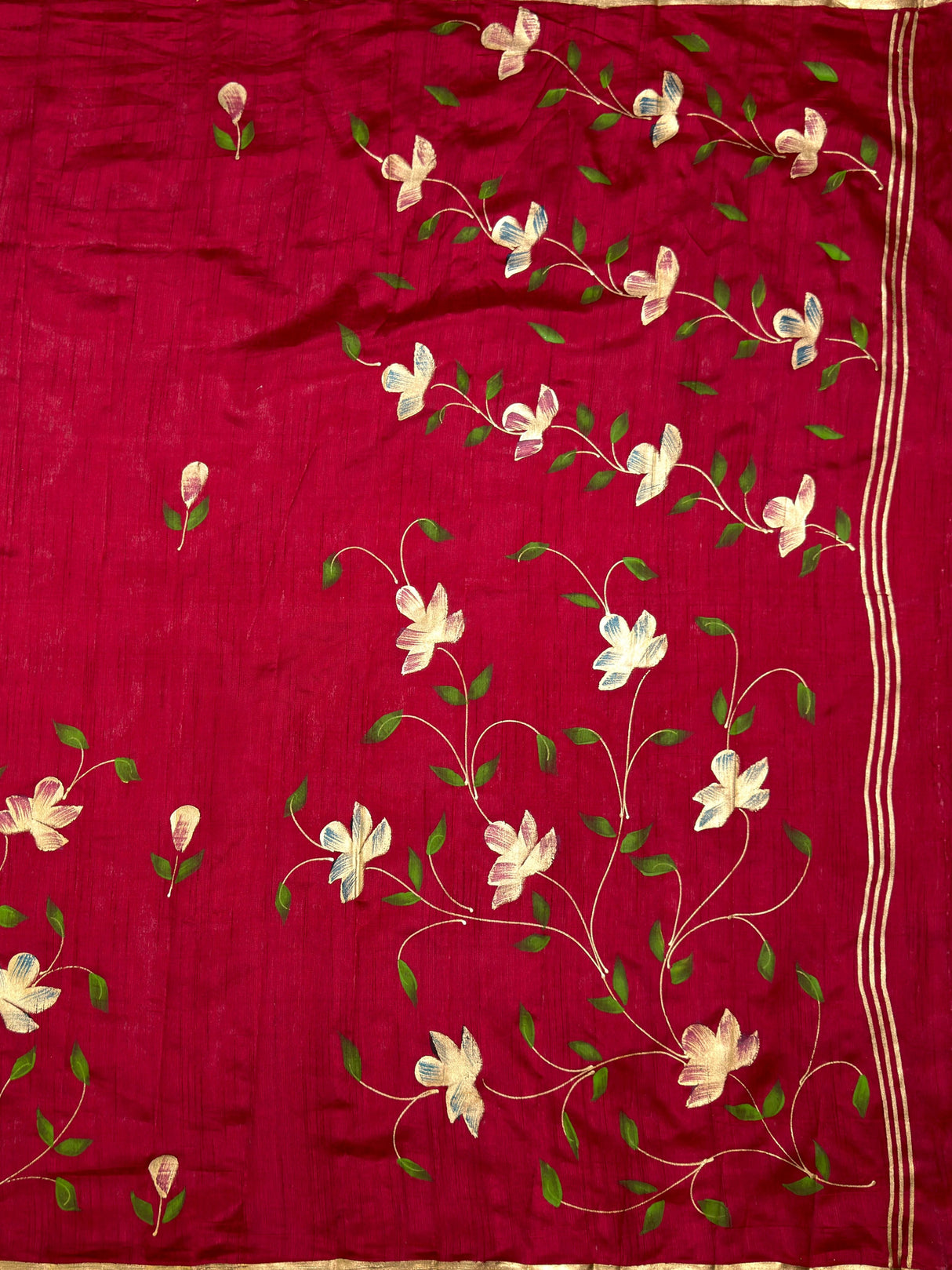 MIMOSA Maroon Banarasi Art Silk Saree — pallu and zari work detail