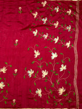 MIMOSA Maroon Banarasi Art Silk Saree — pallu and zari work detail