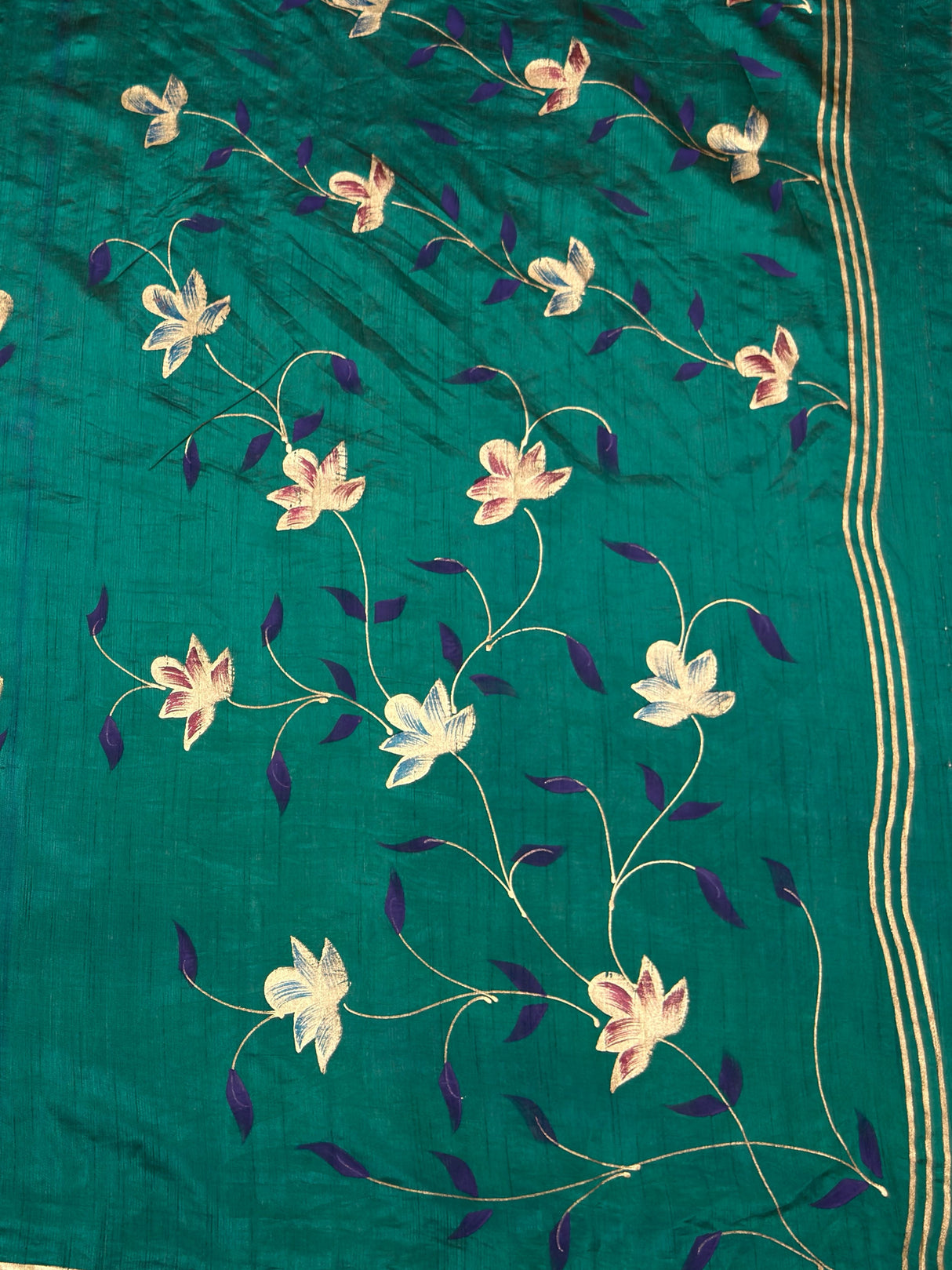 MIMOSA Rama Banarasi Art Silk Saree — pallu and zari work detail