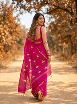 MIMOSA Rani Banarasi Art Silk Saree — model close-up