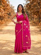 MIMOSA Rani Banarasi Art Silk Saree — model lower section