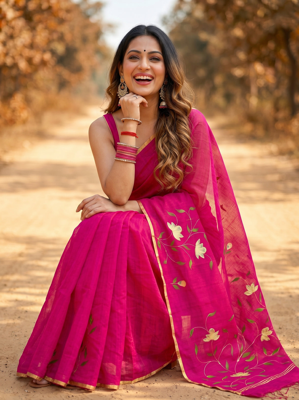 MIMOSA Rani Banarasi Art Silk Saree — pose 8 styling detail