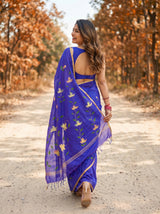 MIMOSA Violet Banarasi Art Silk Saree — model close-up