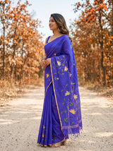 MIMOSA Violet Banarasi Art Silk Saree — model mid-section