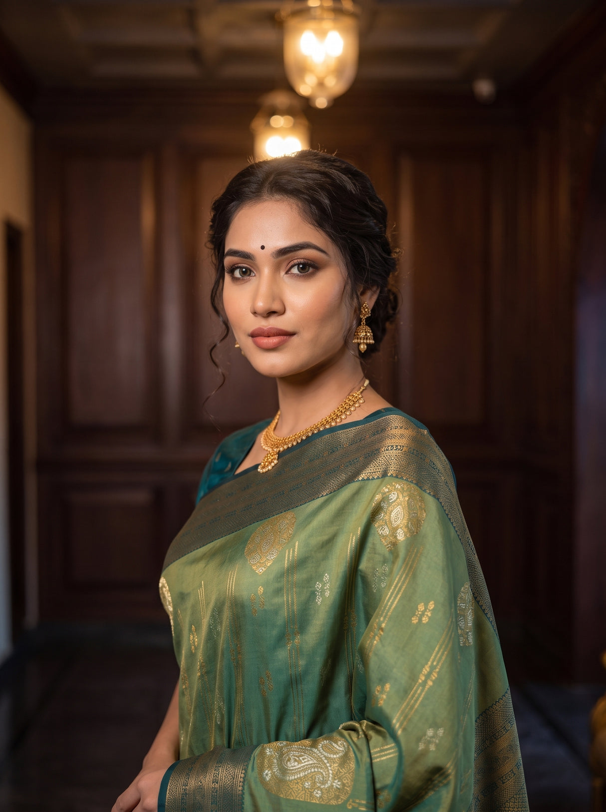 MIMOSA Green Saree Saree — pose 10 styling detail