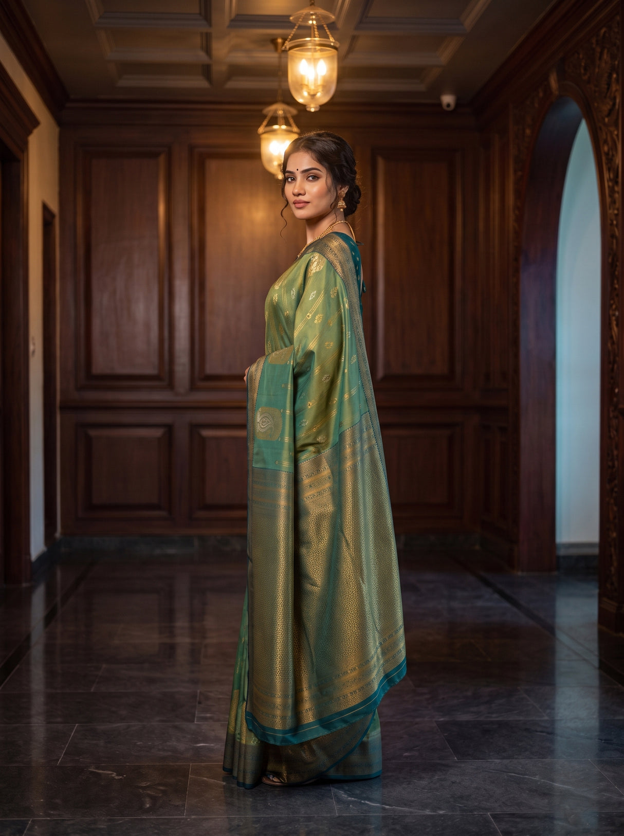 MIMOSA Green Saree Saree — pose 4 styling detail