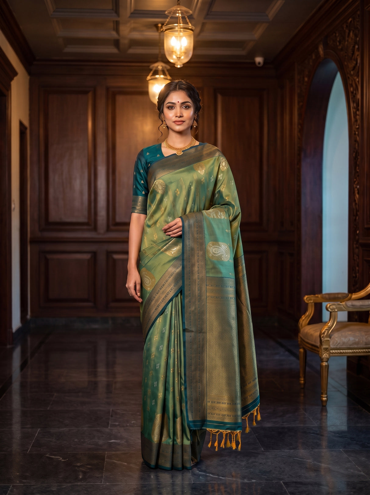 MIMOSA Green Saree Saree — pose 6 styling detail