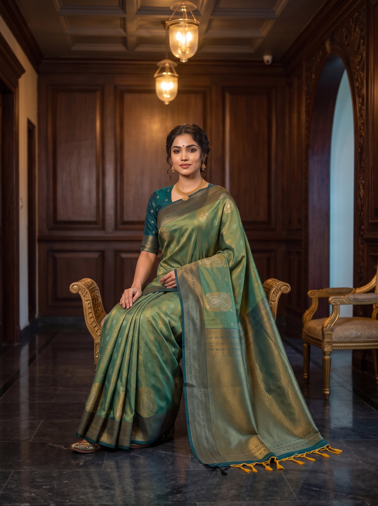 MIMOSA Green Saree Saree — pose 8 styling detail