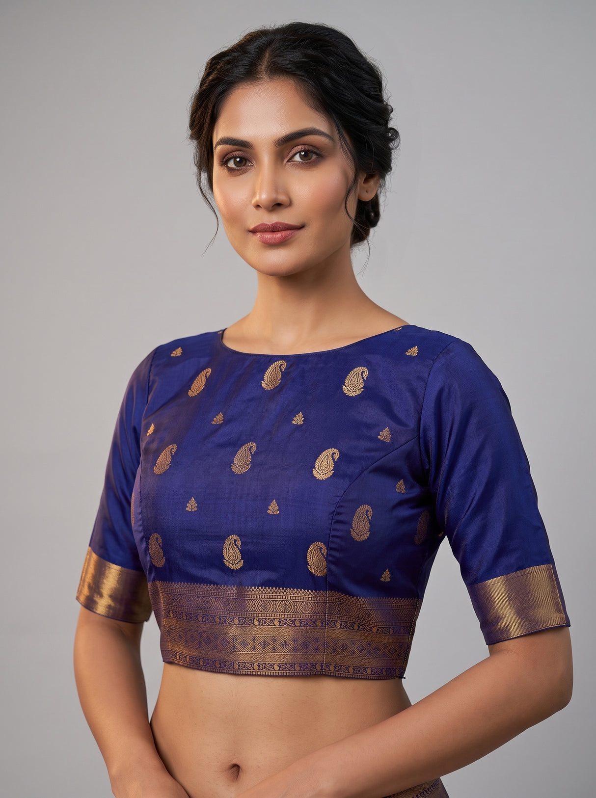 MIMOSA Grey Saree Saree — blouse close-up