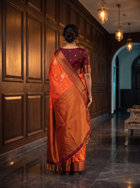 MIMOSA Mustard Kanjivaram Art Silk Saree — pallu and body details
