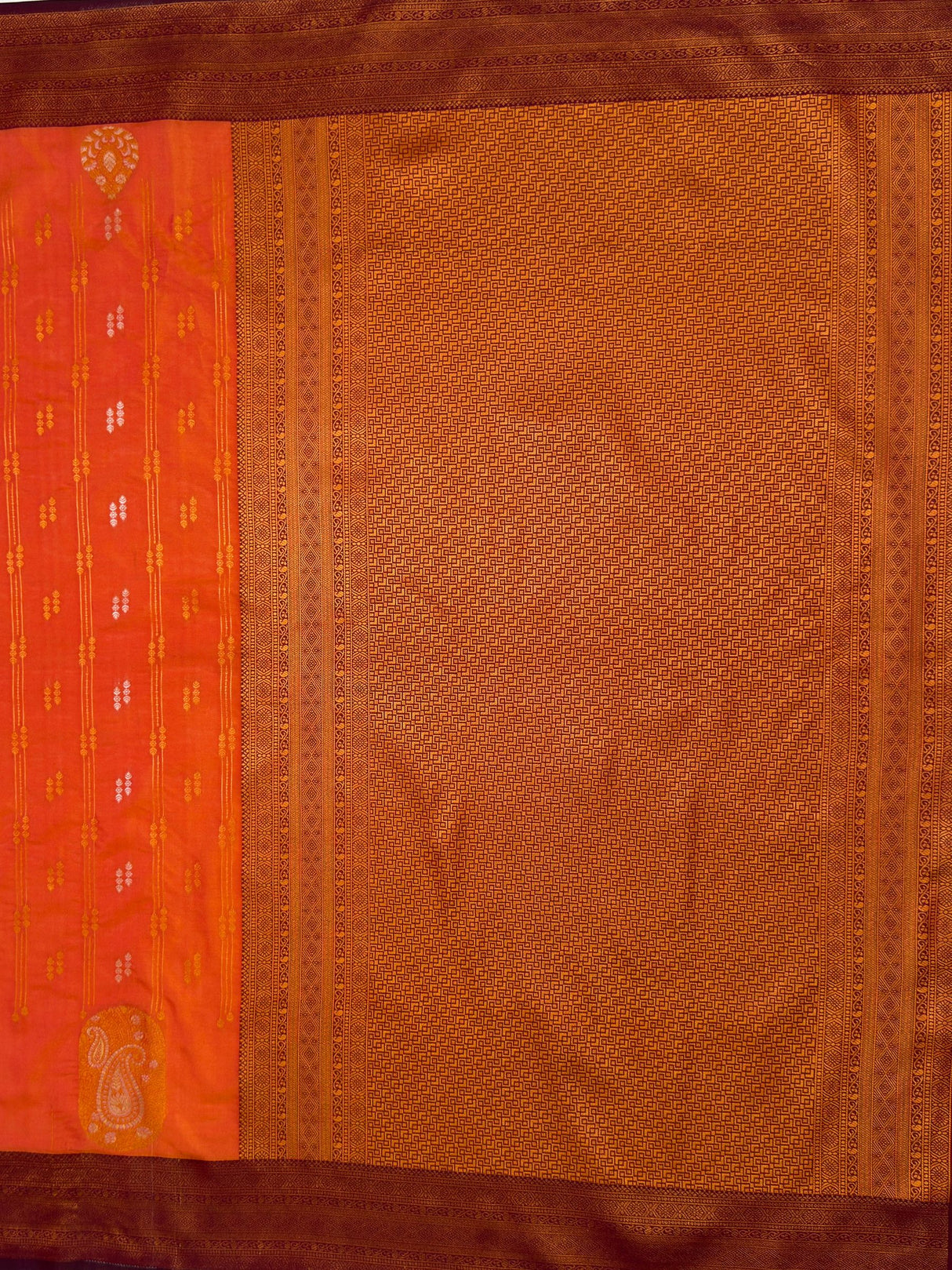 MIMOSA Mustard Saree Saree — pallu and zari work detail