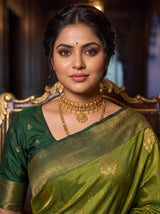 MIMOSA Olive Saree Saree — pose 10 styling detail