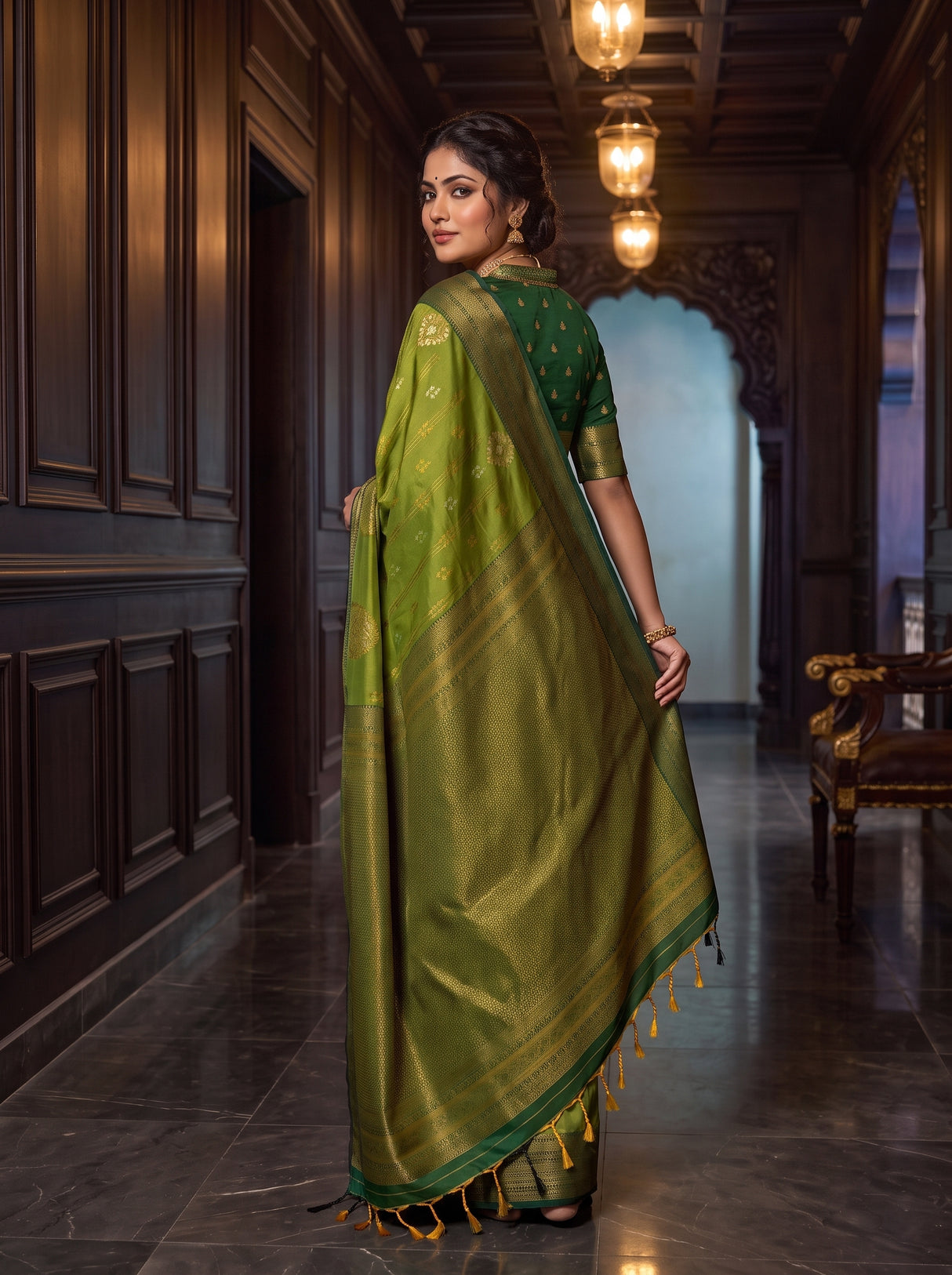 MIMOSA Olive Saree Saree — pose 9 styling detail