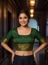 MIMOSA Olive Saree Saree — blouse close-up