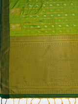 MIMOSA Olive Saree Saree — pallu and zari work detail