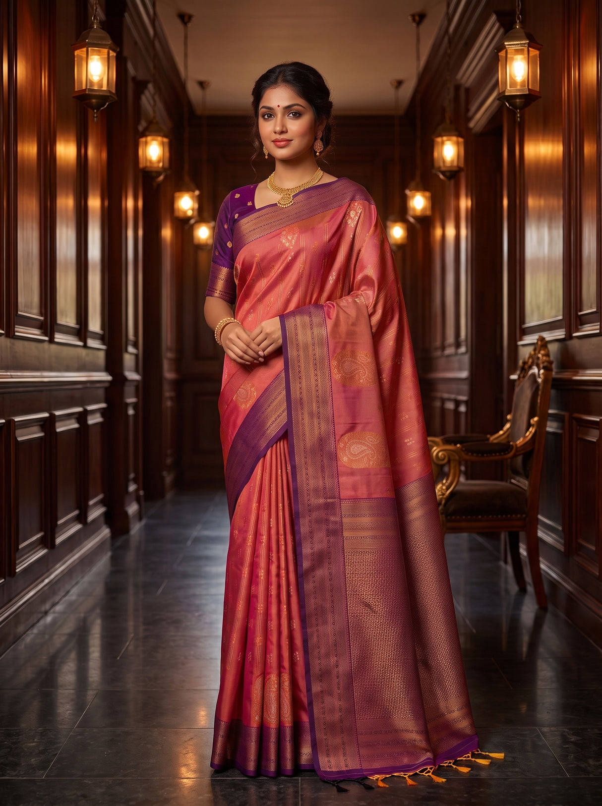 MIMOSA Peach Saree Saree — pose 5 styling detail