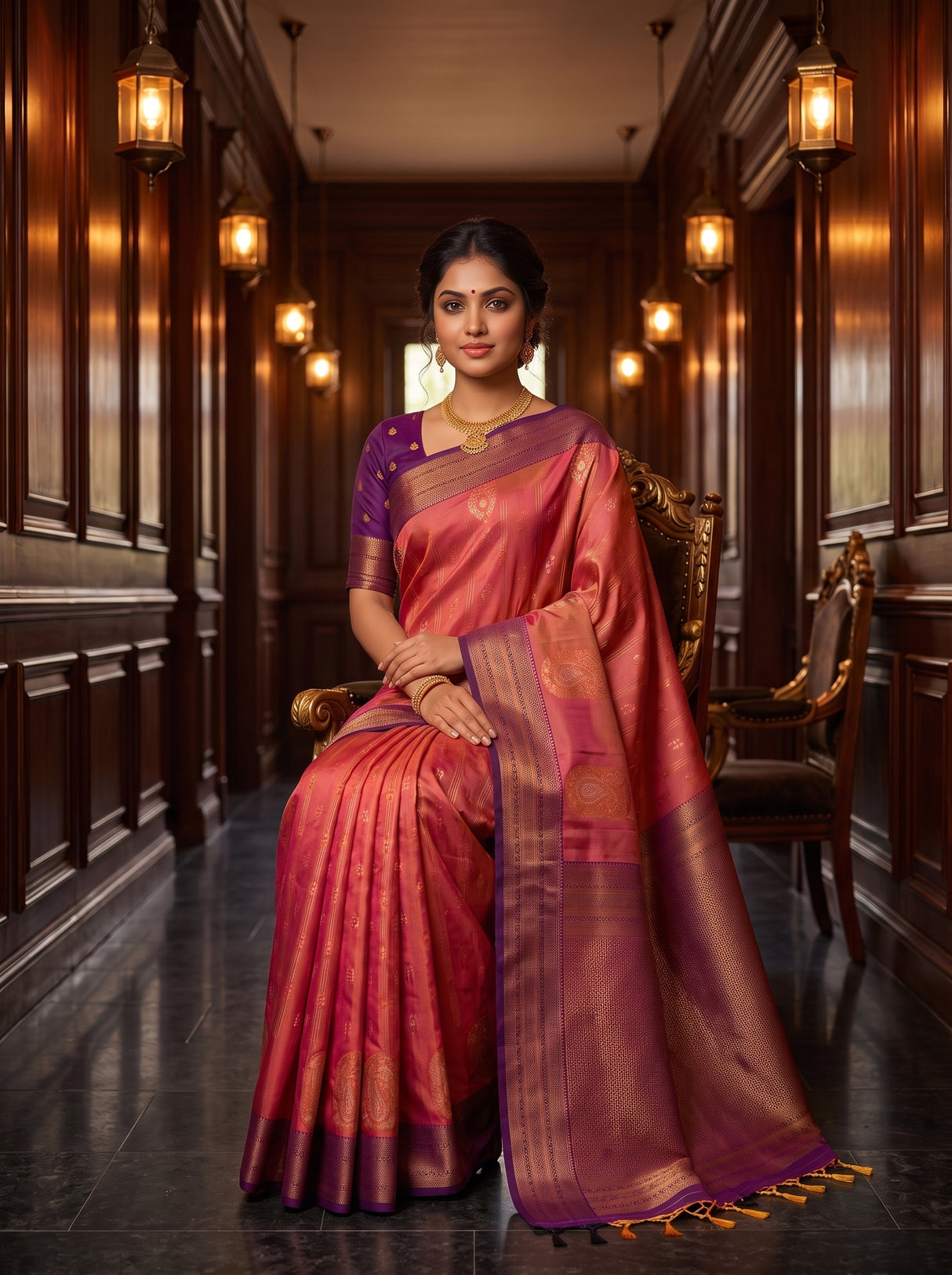 MIMOSA Peach Saree Saree — pose 8 styling detail