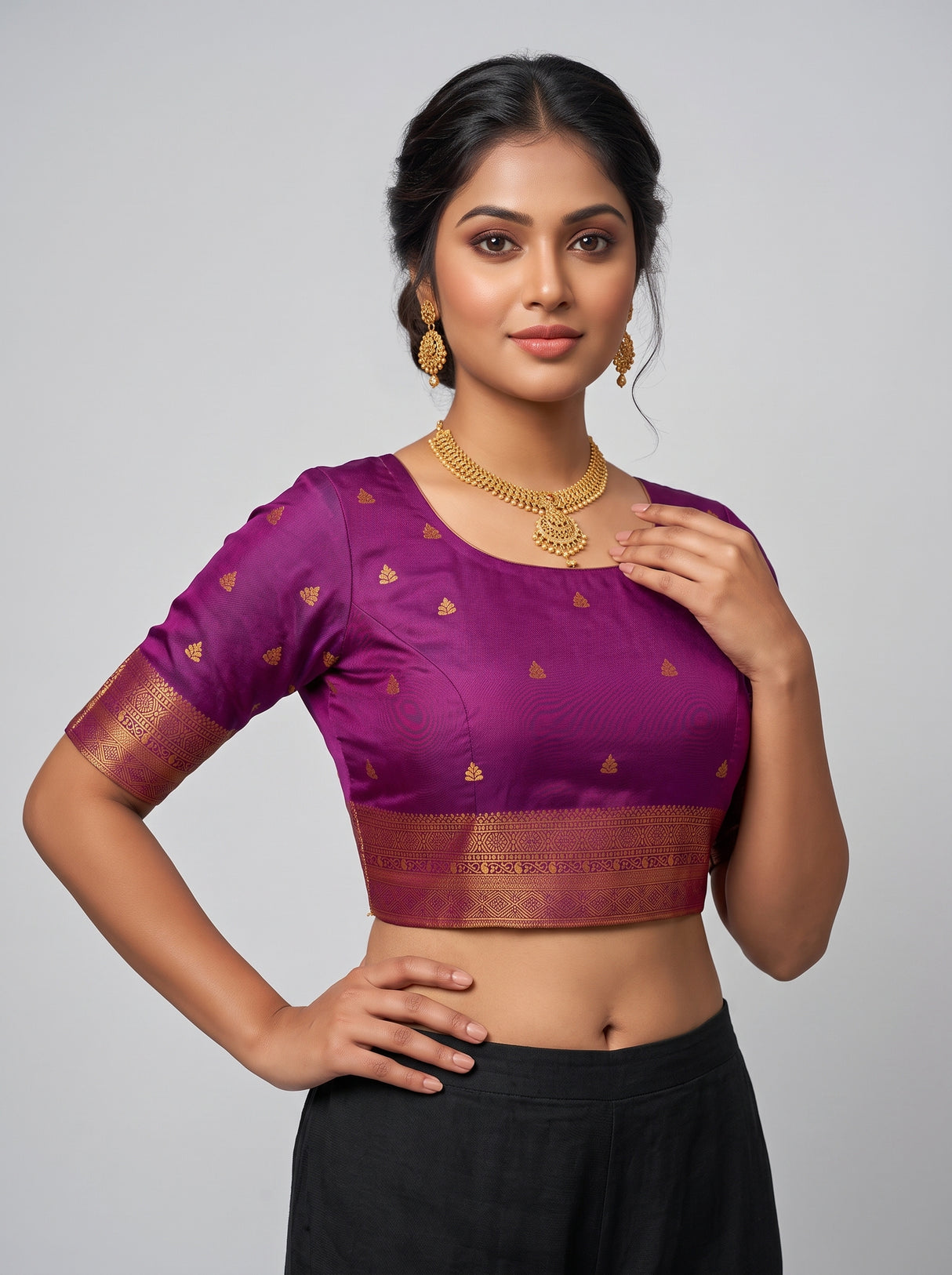MIMOSA Peach Saree Saree — blouse close-up