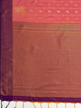 MIMOSA Peach Saree Saree — pallu and zari work detail
