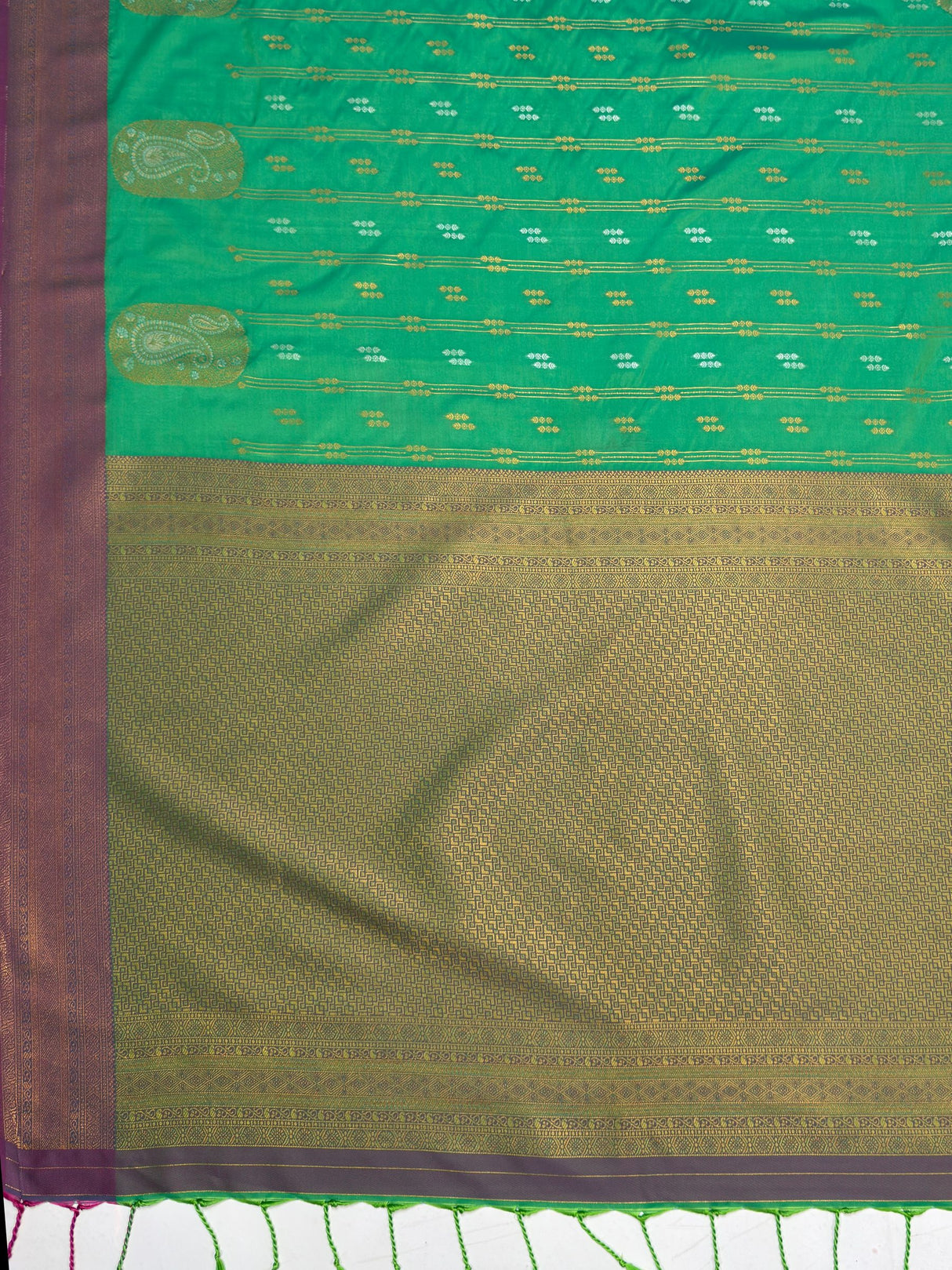 MIMOSA Rama Saree Saree — pallu and zari work detail