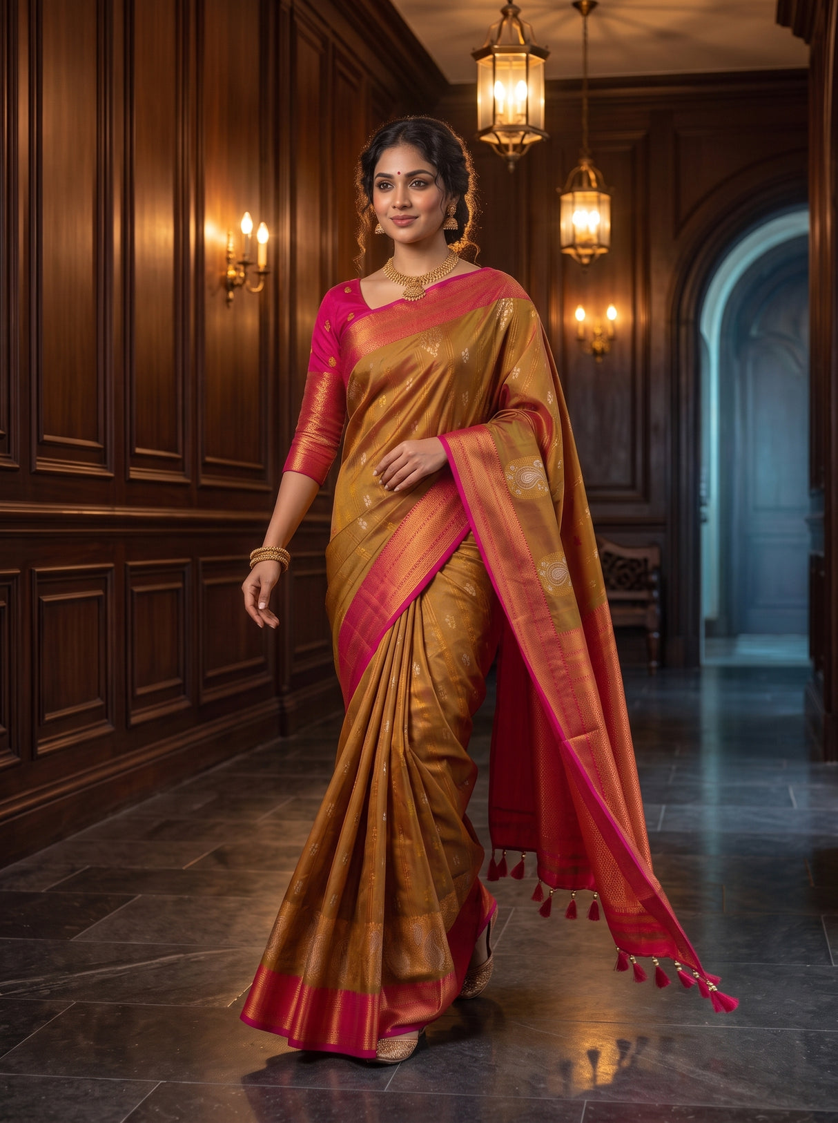 MIMOSA Rust Saree Saree — pose 7 styling detail
