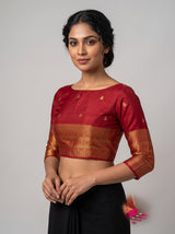 MIMOSA Rust Saree Saree — blouse close-up