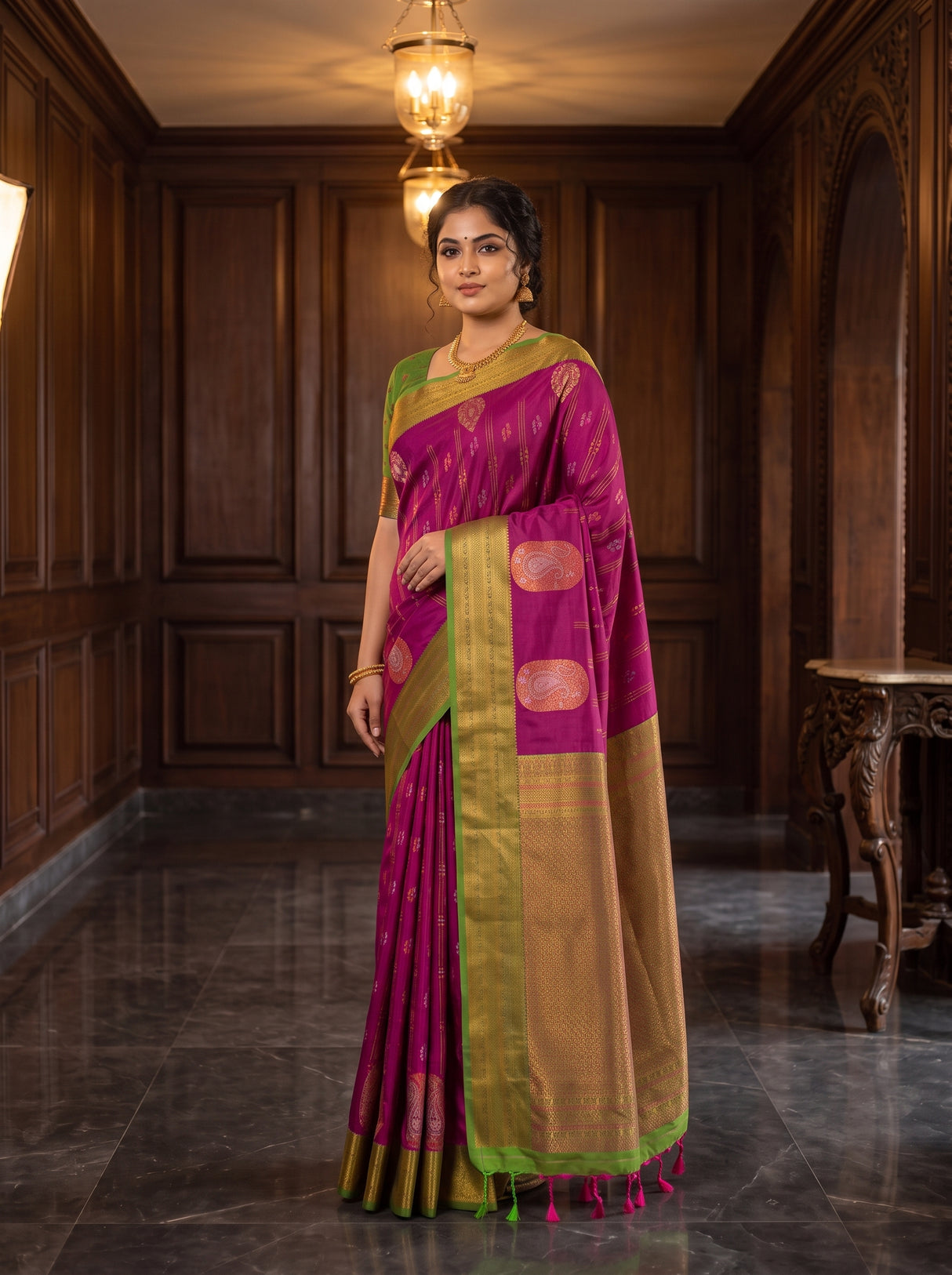 MIMOSA Wine Saree Saree — pose 4 styling detail