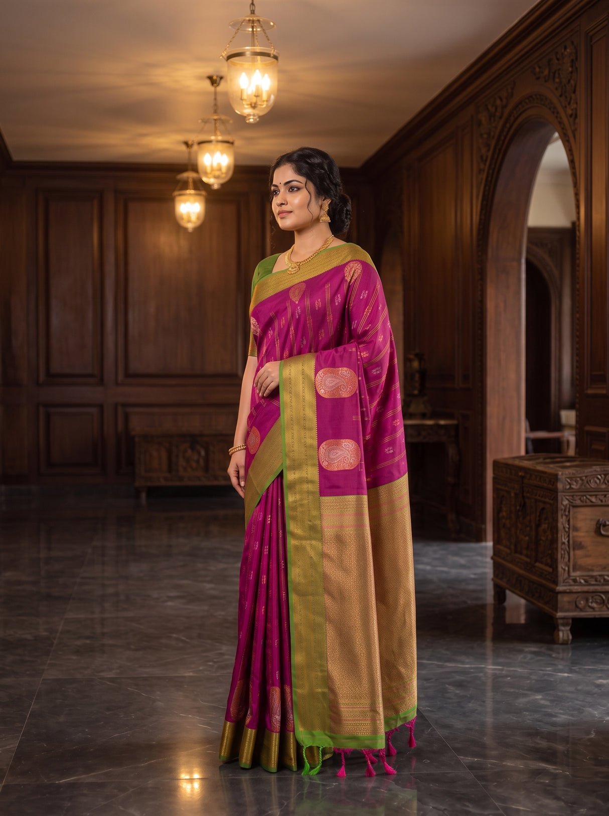 MIMOSA Wine Saree Saree — pose 5 styling detail