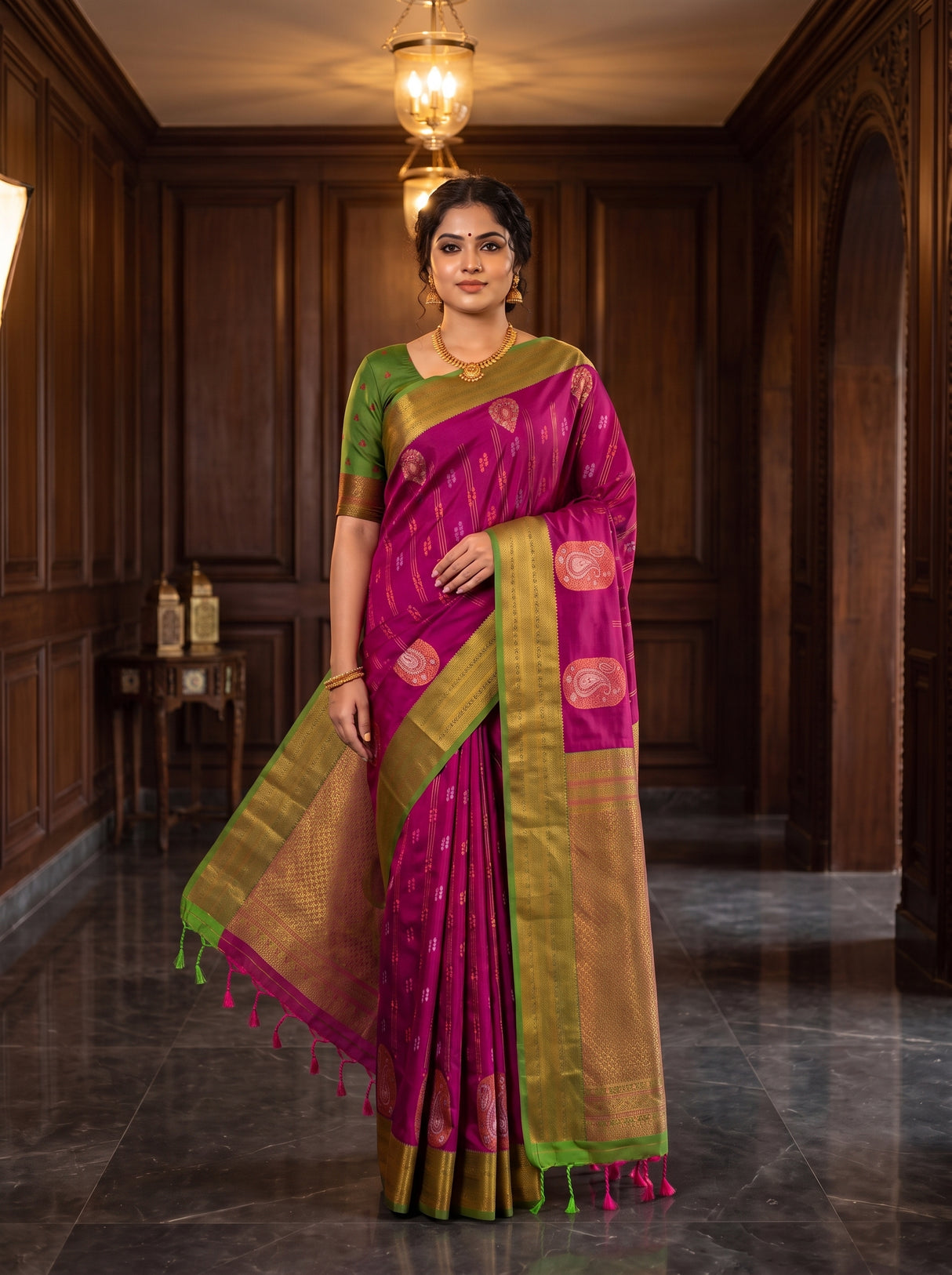 MIMOSA Wine Saree Saree — pose 6 styling detail