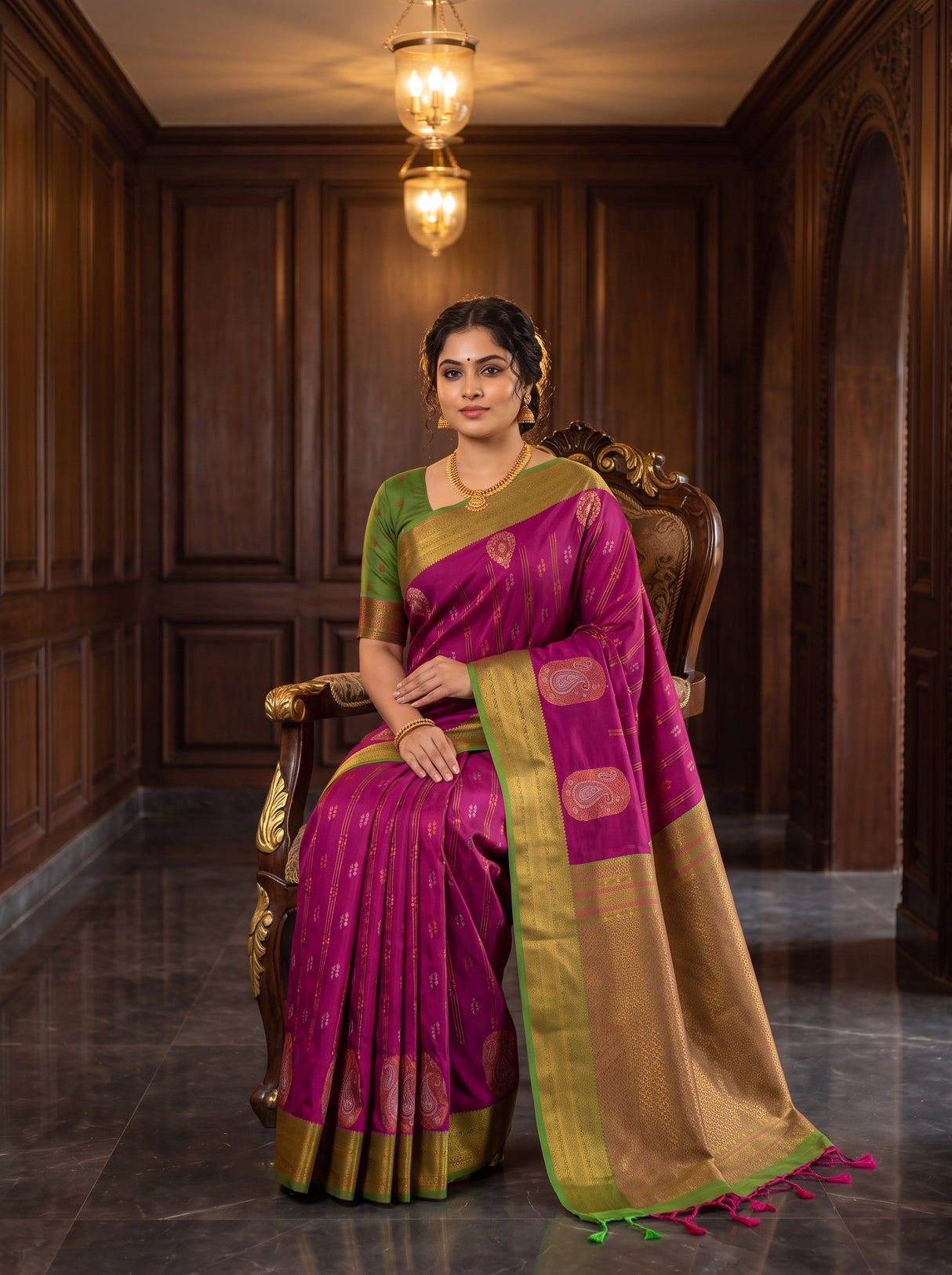 MIMOSA Wine Saree Saree — pose 8 styling detail