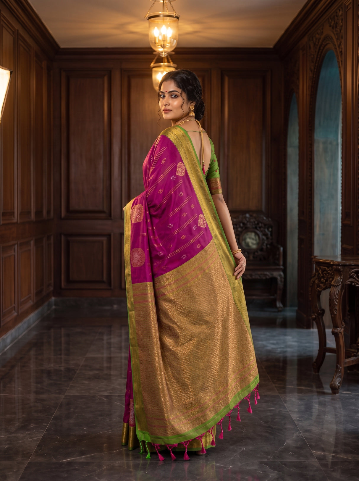 MIMOSA Wine Saree Saree — pose 9 styling detail