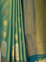 MIMOSA Green Kanjivaram Art Silk Saree — fleets shot full lifestyle