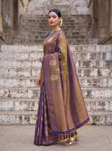 MIMOSA Grey Kanjivaram Art Silk Saree — pose 4 styling detail
