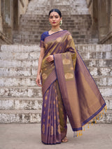 MIMOSA Grey Kanjivaram Art Silk Saree — pose 6 styling detail
