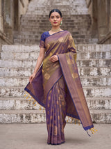MIMOSA Grey Kanjivaram Art Silk Saree — pose 7 styling detail