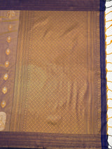 MIMOSA Grey Kanjivaram Art Silk Saree — pallu and zari work detail